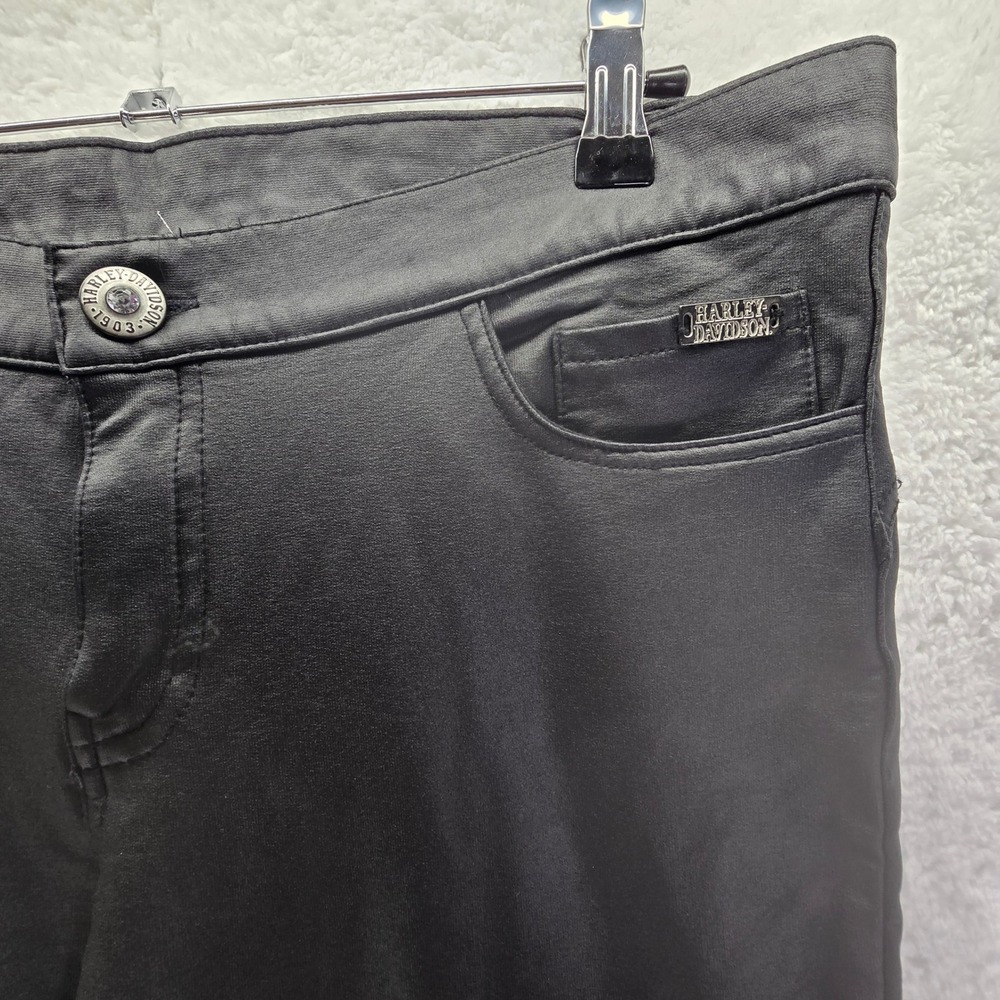 Harley Davidson Faux Leather Pants Womens Sz 8 34 31 Skinny Black Moto‎ Biker - Picture 3 of 9